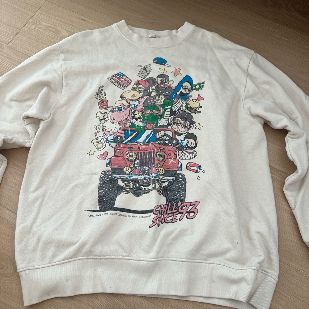 White Graphic Sweater